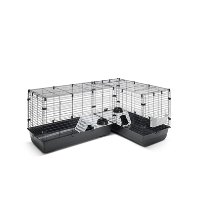 Savic Clubix Corner, hoekkooi voor konijn en cavia, zwart