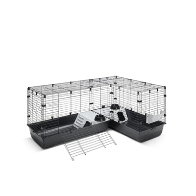 Savic Clubix Corner, hoekkooi voor konijn en cavia, zwart