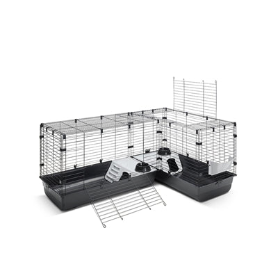 Savic Clubix Corner, hoekkooi voor konijn en cavia, zwart