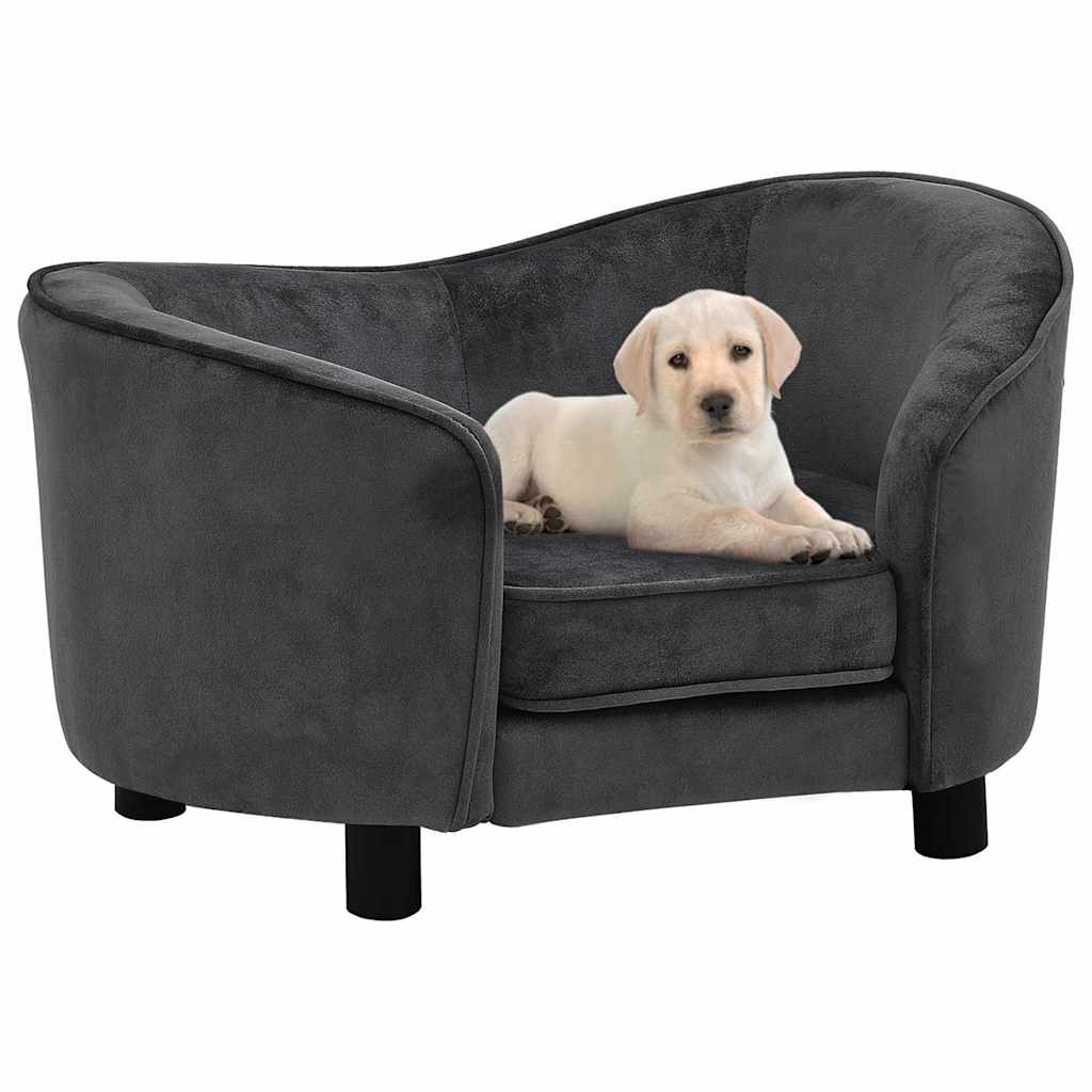 Vidaxl dog bed 69x49x40 cm plush dark gray-0