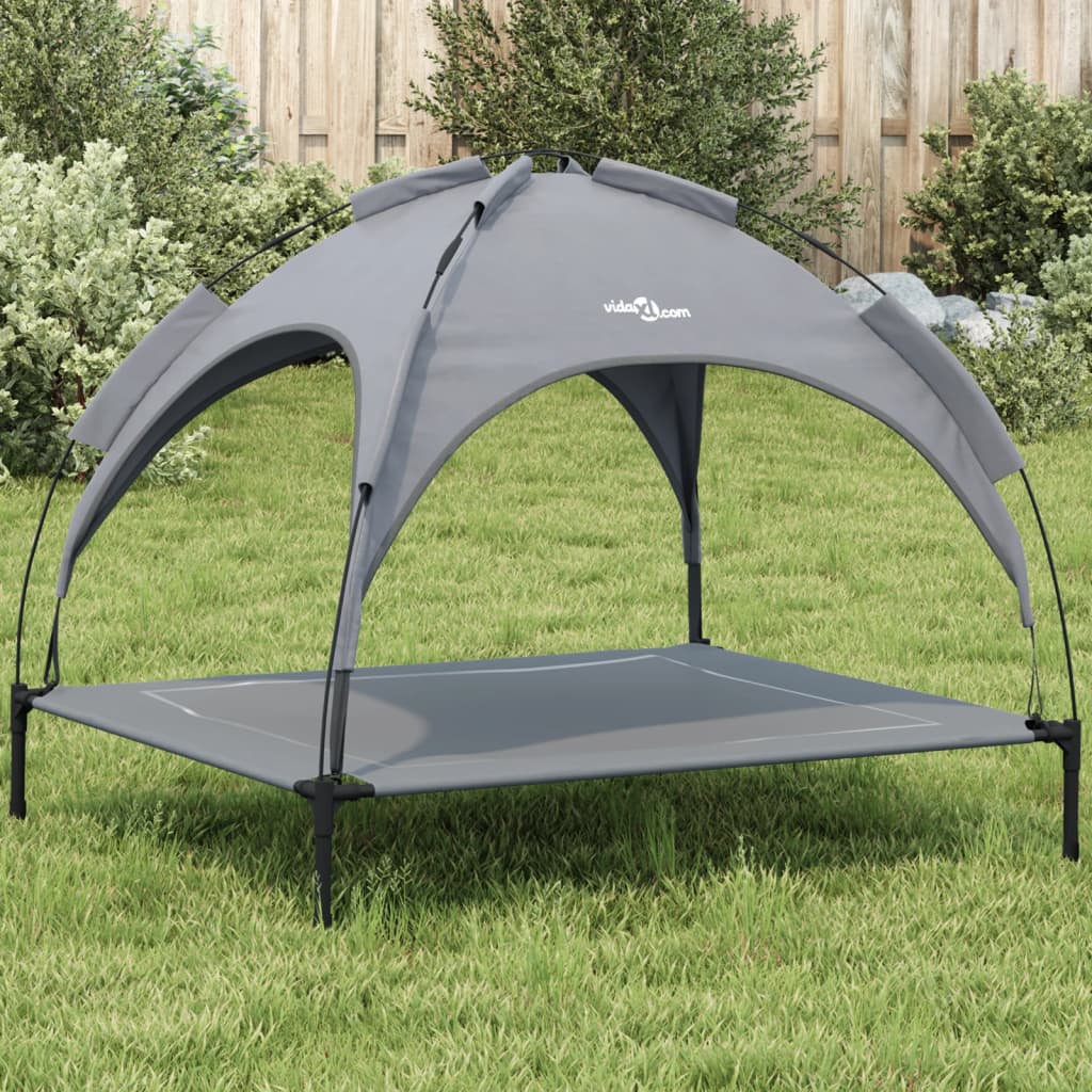 Vidaxl dog bed with canopy oxford fabric and steel anthracite-0