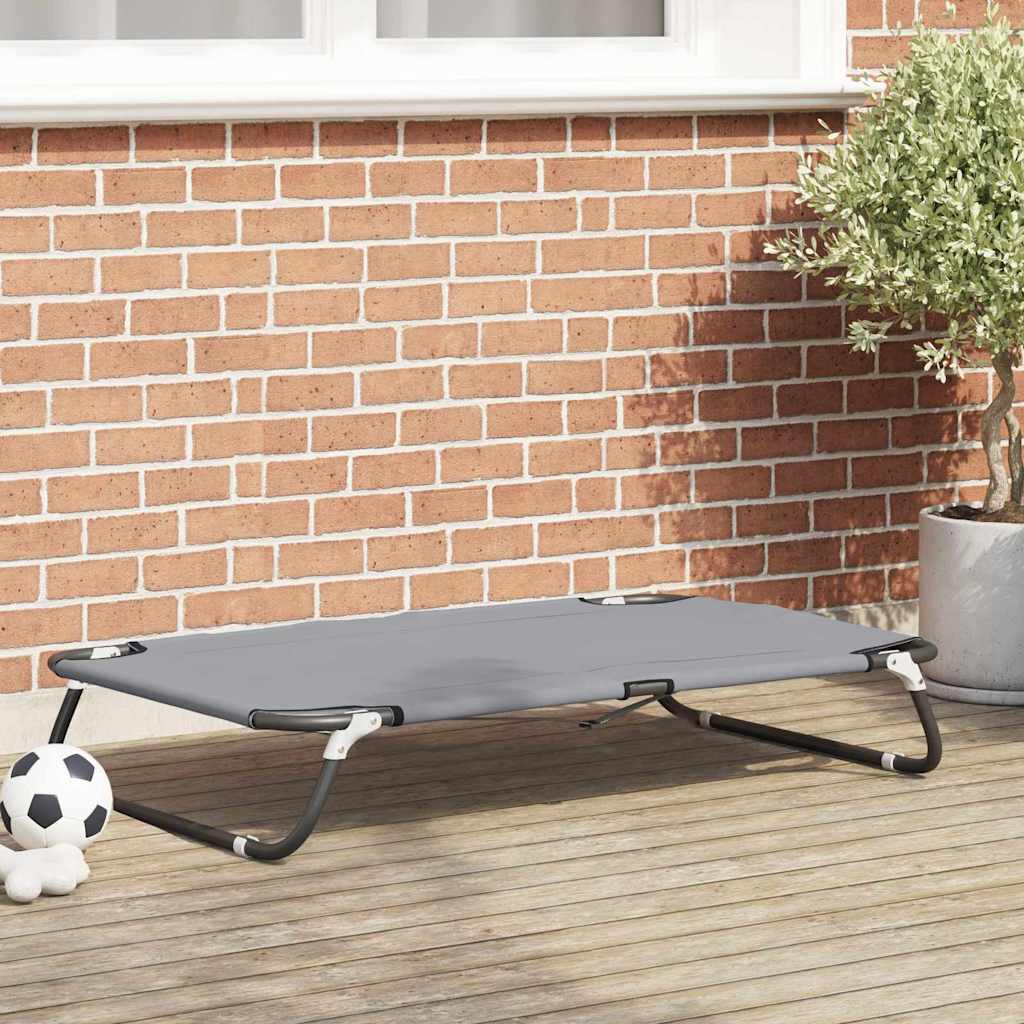 VidaXL Hondenbed 105 x 65 x 18 cm staal lichtgrijs-0